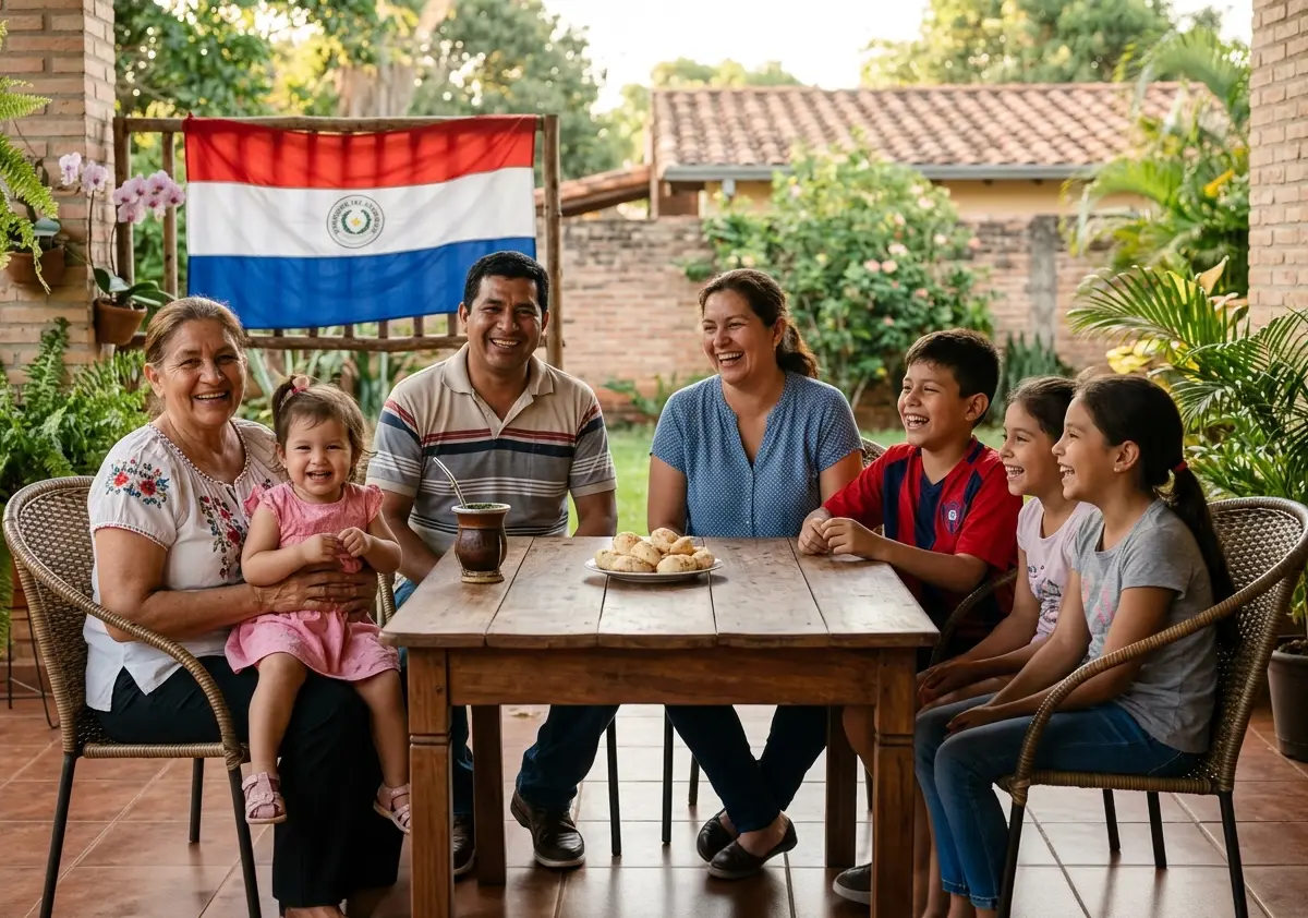 Familia reunida durante el proceso de migración familiar a Paraguay